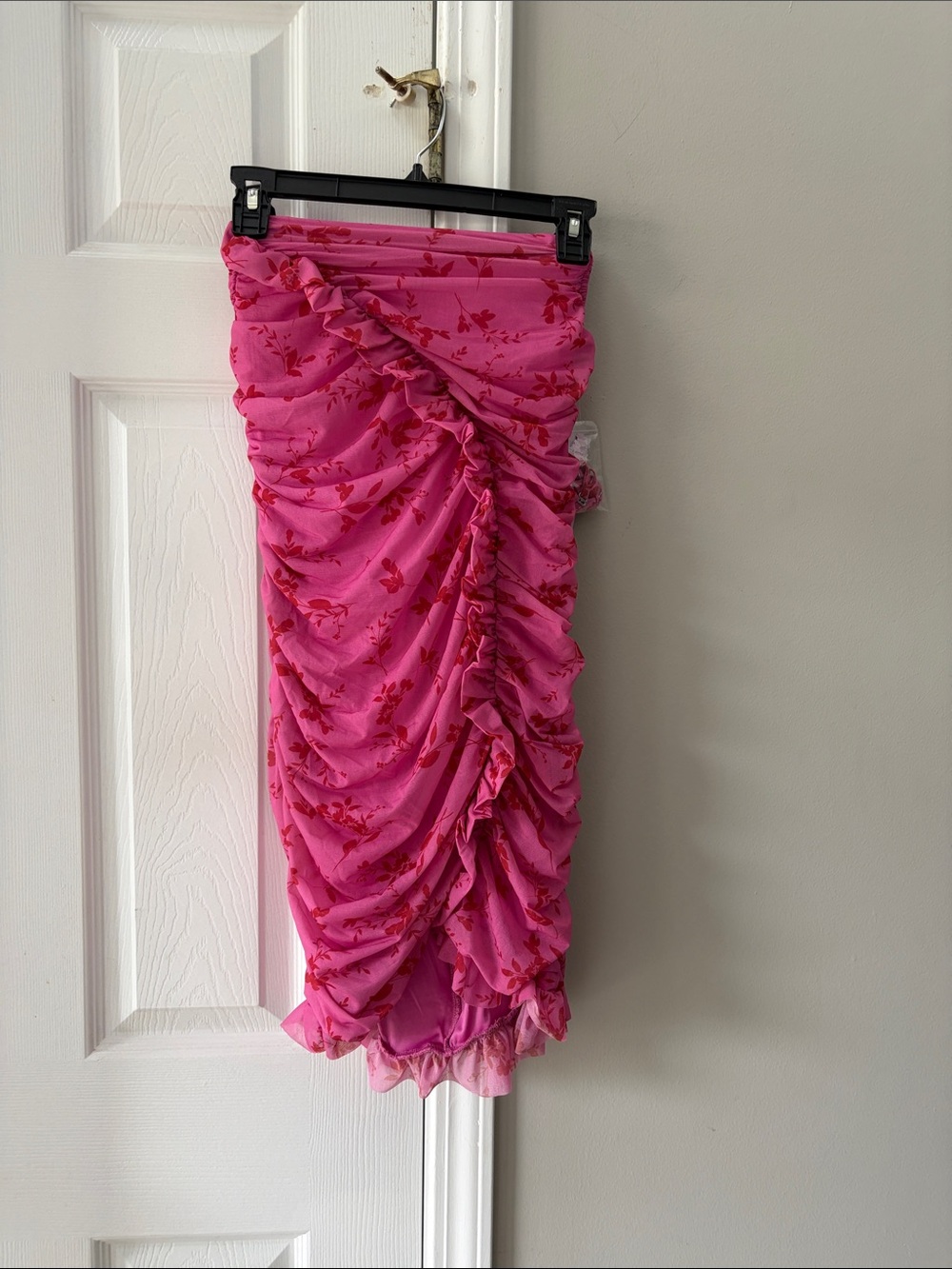 wild fable Pink Floral Ruched Midi Skirt